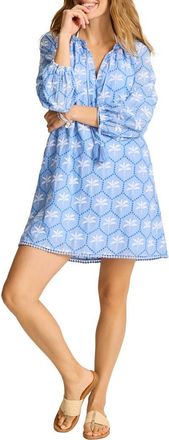 Tommy Bahama Catalina Coast Eyelet Long Sleeve Cover-Up Dress in Blue Parrot at Nordstrom, Size X-Small