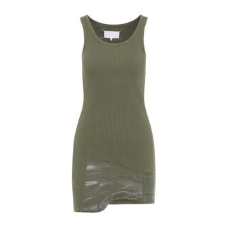 Maison Margiela Short Dresses, female, Green, Size: XS Taped Rib Mini Dress