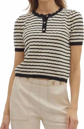 Entro Saint-Tropez Stripe Top In Navy