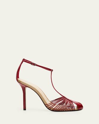 Alexandre Birman 100mm Serena Leather T-Strap Sandals