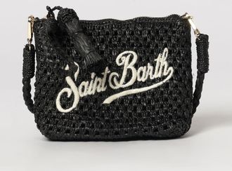 MC2 Saint Barth Pochette in rafia crochet con logo ricamato