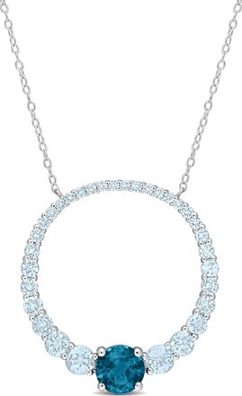 Mimi & Max 3 7/8ct TGW Sky Blue and London Blue Topaz Circle Pendant with Chain in Sterling Silver