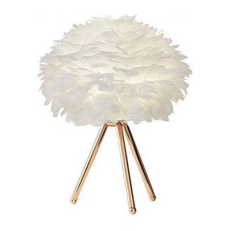 OEM L&aacute;mpara De Mesa Led Feather Con Bot&oacute;n Pulsador, Luz Decorativa Regulable, Color Dorado, Ideal Para Oficina O Dormitorio, Luz Nocturna, Enchufe Europeo