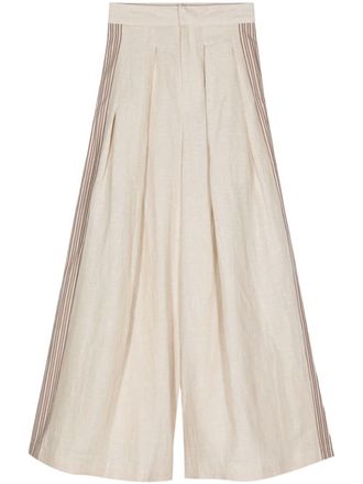 Biyan Gestreepte palazzo broek - Beige