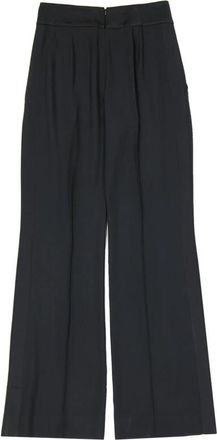 Alberta Ferretti Klassieke Flared Broek met Satijndetail - Dames - Wijde Broeken - Zwart - L - Satijn - Broeken
