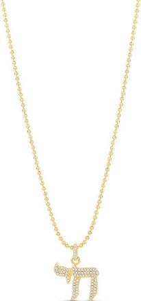 SHYMI Pav&eacute; Cubic Zirconia Chai Pendant Necklace in Gold at Nordstrom, Size 16