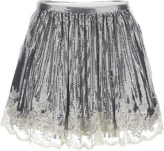 Paco Rabanne Short Skirts, female, Gray, XS, Metal Mesh Mini Skirt