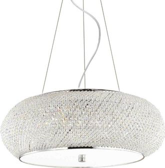 Ideal Lux Pasha - 10 Light Ceiling Pendant Chrome with Crystals, E14 - Ideal Lux