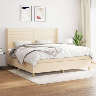 vidaXL Vidaxl - Cama Box Spring Con Colch&oacute;n Tela Color Crema 200x200 Cm