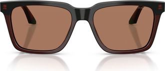 Emporio Armani 55mm Square Sunglasses in Opal Brown/Green /Brown at Nordstrom