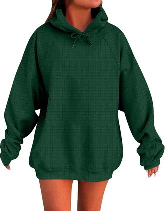 Generic Womens Essential Solid Hoodie - Classic Pullover Sweatshirt, Soft Fleece Lining, Oversized Casual Top for Autumn 2025 Warm Fleece Lined Sweatshirt Gre