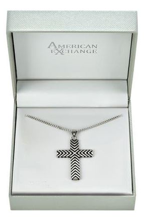 American Exchange Mens Cross Pendant Necklace in Silver at Nordstrom Rack