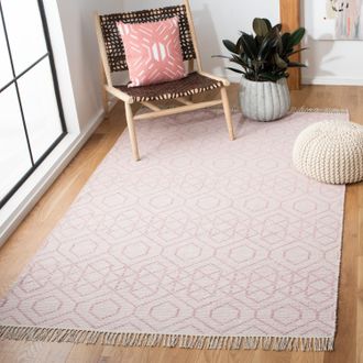 Safavieh Montauk Hand Made Area rug, Pink / Ivory Bohemian Style Non-Shedding