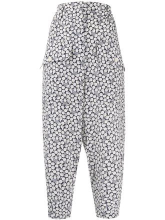 Stella McCartney orange-print cropped trousers - women - Cotton - 38 - Blue