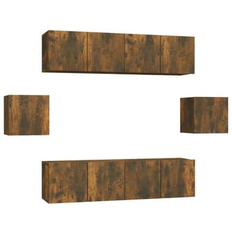 vidaXL Set De Muebles De Tv 6 Pzas Madera Contrachapada Roble Ahumado Vidaxl