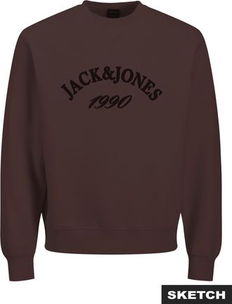 Jack & Jones Sweatshirt JACK & JONES JORBLEECKER BRANDING SWEAT CREW BF, Herren, Gr. XL, deep mahogany detail:jj, angeraute Sweatware, Obermaterial: 70% Baumwolle,