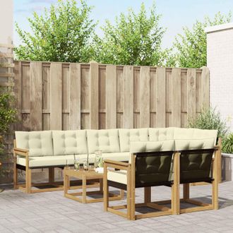 vidaXL Vidaxl Set Di Divani Da Esterno 9 Pz Bianco E Crema