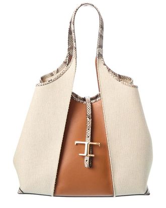 Tod's TodS Canvas & Leather Tote