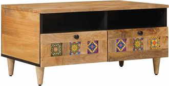 vidaXL Mesa De Caf&eacute; Natural 80 X 54 X 40 Cm Madera De Mango Maciza Vidaxl