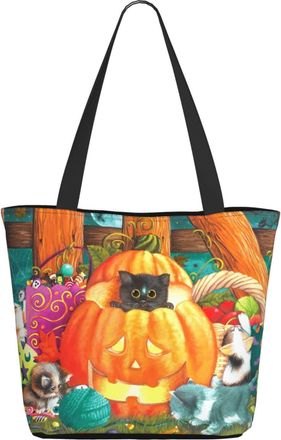 AOOEDM Halloween And Cute Cat Ladies Shopping Bag 13x11x7in.The Perfect ValentineS Day Gift.It Is The Best ValentineS Day Gift For Mom, Daughter, Wife,Etc