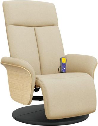 vidaXL Vidaxl - Sillón reclinable de masaje con reposapiés tela color crema