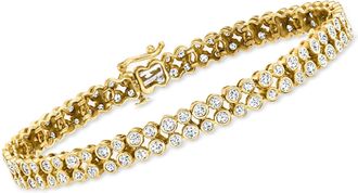 Ross-Simons 3.00- Bezel-Set Diamond 2-Row Tennis Bracelet in 14kt Yellow Gold
