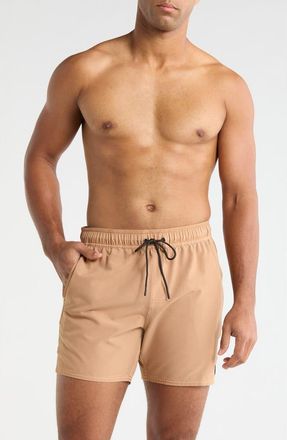 Rvca Pigment-Dyed Elastic Waist Shorts in Toasted at Nordstrom Rack, Size Medium