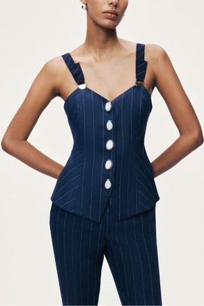 Nocturne Pinstripe Corset Bustier Top in Multi-Colored at Nordstrom, Size X-Small