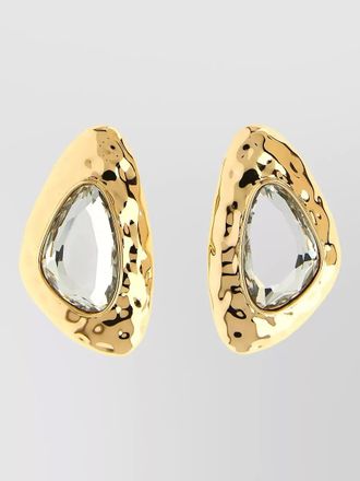 Self Portrait hammered metal crystal detail drop earrings