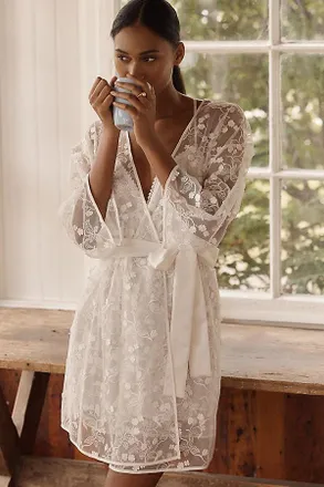 Flora Nikrooz Meg Embroidered Mini Robe