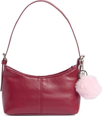 Madden Girl Faux Leather Shoulder Bag with Faux Fur Charm in Wine at Nordstrom Rack