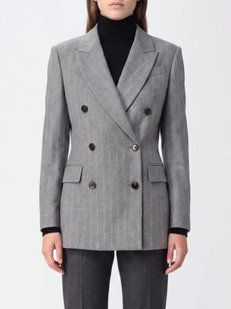 Brunello Cucinelli Blazer corto doppiopetto in lana gessata con paillettes