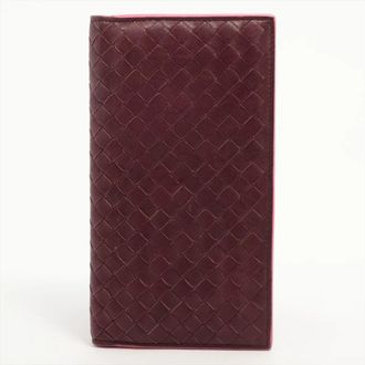 Bottega Veneta Intrecciato Brown Pink Intrecciato Long Wallet (Bi-Fold) (Pre-Owned)