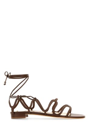 Manolo Blahnik Bruine Leren Fawda Sandalen