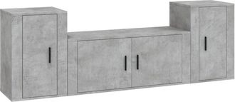 vidaXL 3 Piece tv Cabinet Set Concrete Grey Engineered Wood Vidaxl