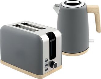 HOMCOM 1.7L Electric Fast Boil Kettle And 2 Slice Toaster Set - Grey | TJ Hughes