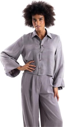 Vicolo Camicia Crop - Dames - Overhemden - Grijs - S - Overhemden