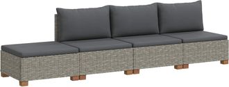 vidaXL 4 Uds. Conjunto De Lounge De Rat&aacute;n Con Cojines Gendt Gris Kubu Vidaxl