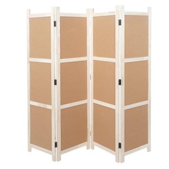 Hhg Biombo Hhg-815, Biombo Separador De Ambientes, Tablero De Corcho, Marr&oacute;n, 4 Paneles 166x160cm