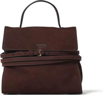 Moschino Bruine leren tas met afneembare band - Dames - Handtassen - Bruin - ONE Size - Leer - Tassen