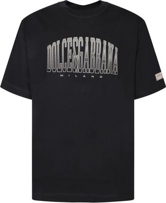 Dolce & Gabbana Zilver Logo Zwart T-shirt - Heren - T-shirts - Zwart - 4XL - Katoen - Tops