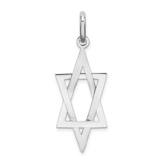 Diamond2Deal 14K White Gold Elongated Star Of David Charm