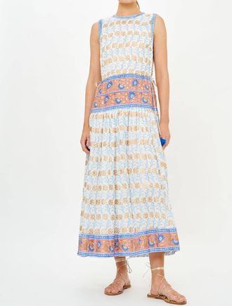 Oliphant Sleeveless Piped Maxi Dress In Geneva Blue
