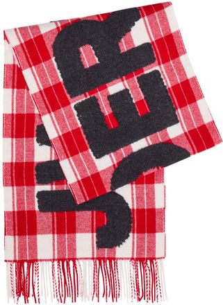J.W.Anderson Logo Checked Wool-blend Scarf - Red - One Size
