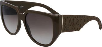 Ferragamo Groene Bio-Injected Zonnebril Sf 1088Se-324 - Dames - Zonnebrillen - Groen - ONE Size - Accessoires