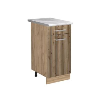 Vicco Mueble Bajo De Cocina R-line, Roble Artesanal/roble Dorado, 40 Cm Encimera M&aacute;rmol, Vicco