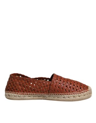 Dolce & Gabbana Maroon Woven Leather Men Espadrille Mens Shoes