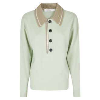 Tela Farida Polo Sweater - Dames - Tops - Groen - Maat: S Zijde
