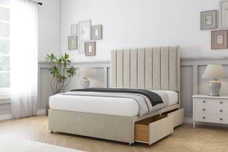 Comfort Beds Tokyo Plush Divan Base 2 Drawers - 54 Headboard in Cream | Size: Small Single