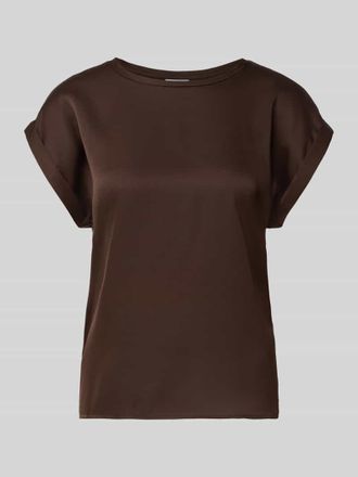 Vila T-Shirt aus Satin mit Rundhalsausschnitt Modell ELLETTE in Dunkelbraun, Gr&ouml;&szlig;e 34